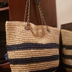 Marabelle straw tote with double straps